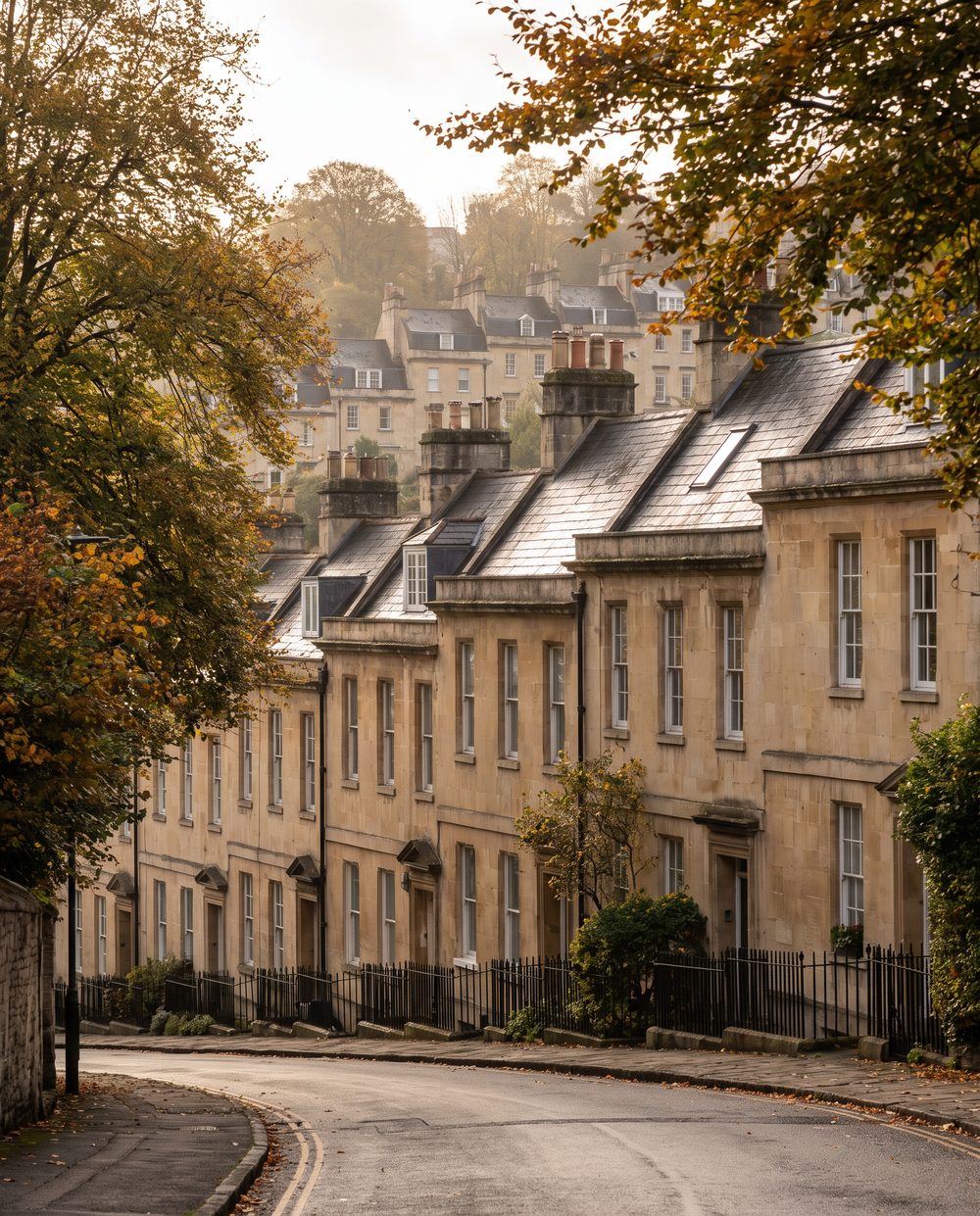 Georgian terraces and rooftops in Widcombe, Bath