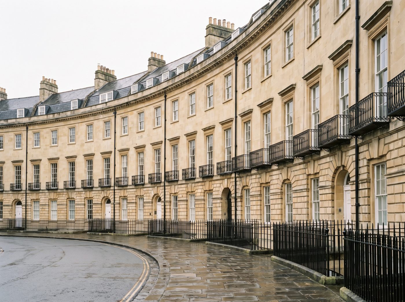 Georgian stone terraces and rooftops in Bath